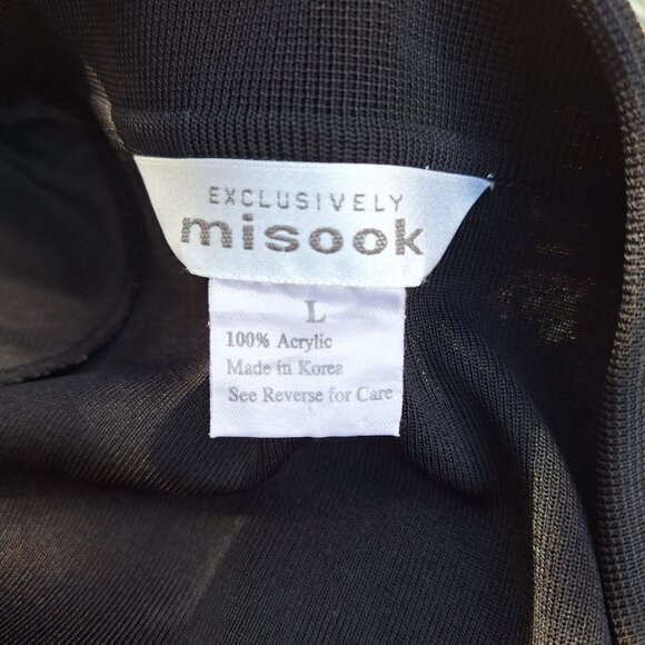 Exclusively MISOOK Knit Tunic Jacket L Black Rhinestones Open Front - Picture 6 of 6